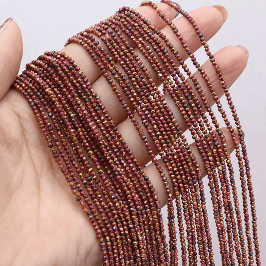 2mm Red Copper Crystal Quartz, Natural Semi-Precious Stone , Rondelle Beads Rondelle Beads