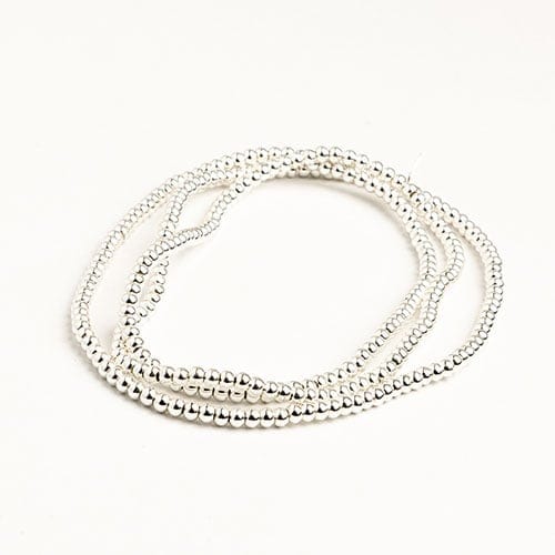 2mm Silver Metalized Glass Round Pearl Beads (24 inch) Pearl Beads