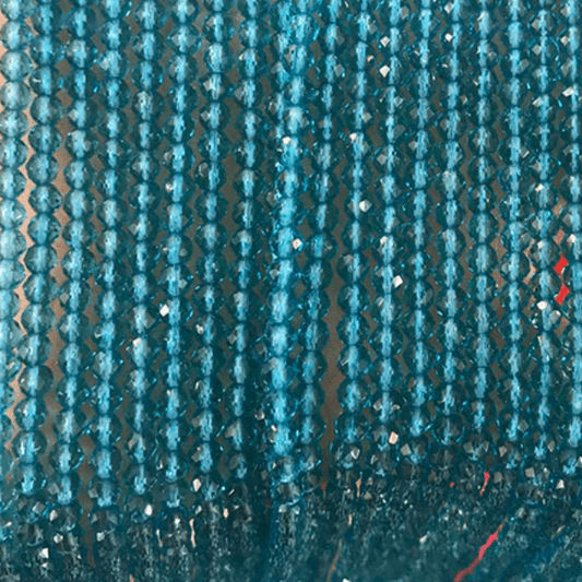 2mm Teal Blue Zircon Hydro Crystal Quartz Beads, Rondelle Beads (190pcs) Rondelle Beads