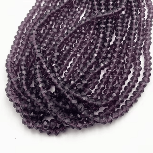 2mm Transparent Dark Purple, Rondelle Beads (~120 pcs) Rondelle Beads