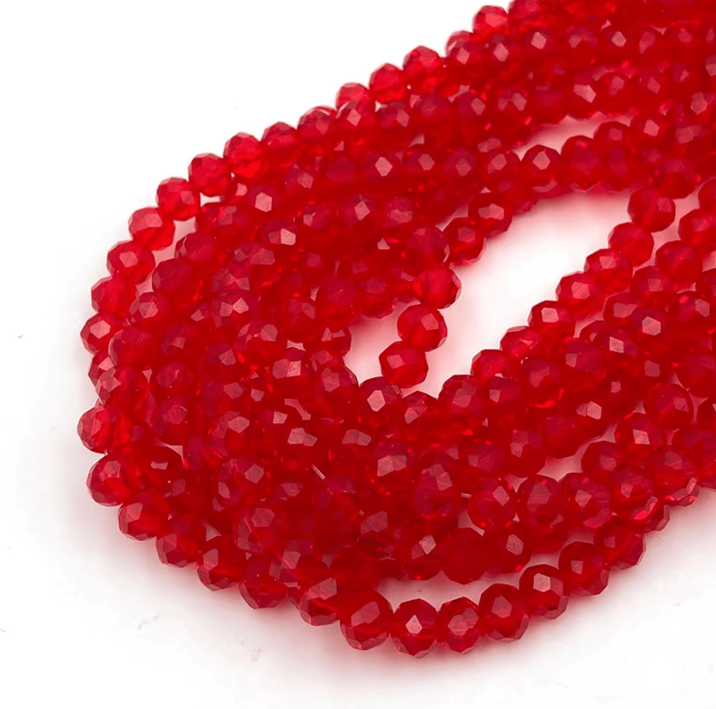 2mm Transparent Red, Rondelle Beads (~180 pcs) Rondelle Beads