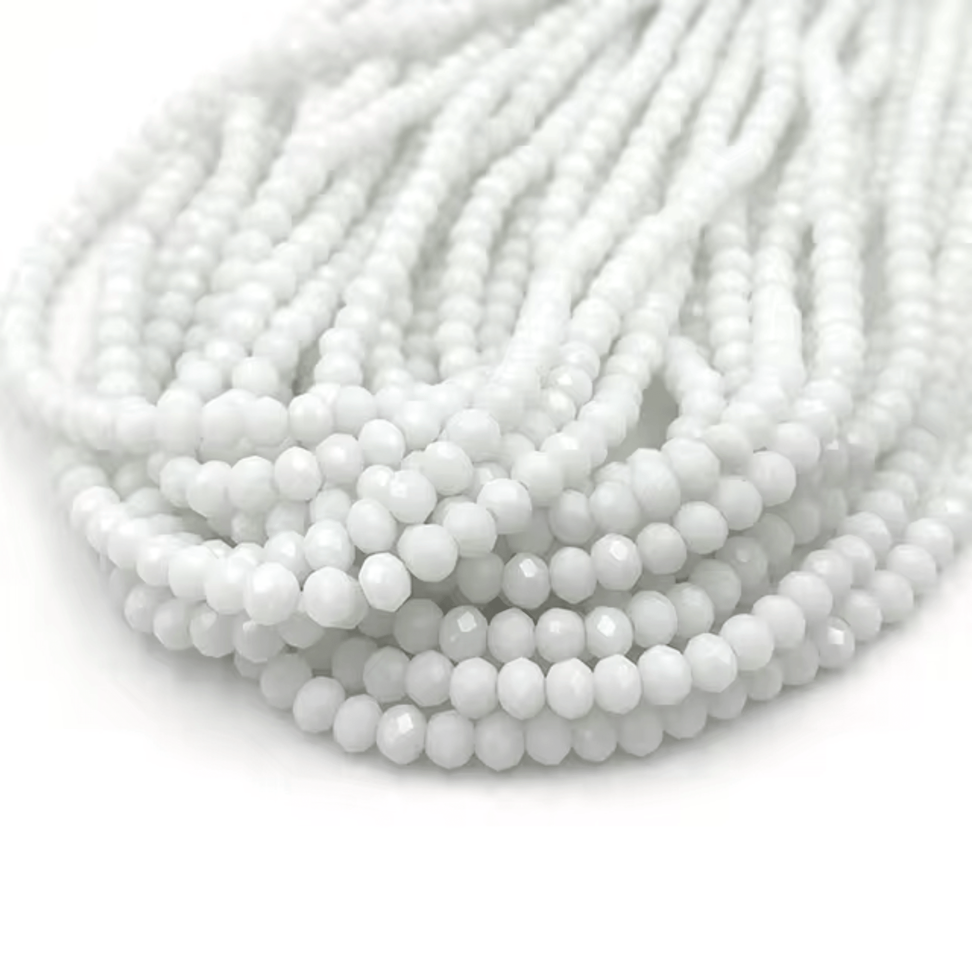 2mm White Opaque, Rondelle Beads (~180 pcs) Rondelle Beads