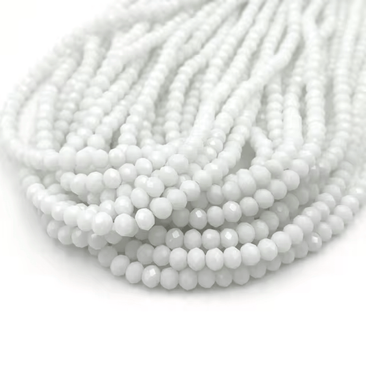 2mm White Opaque, Rondelle Beads (~180 pcs) Rondelle Beads