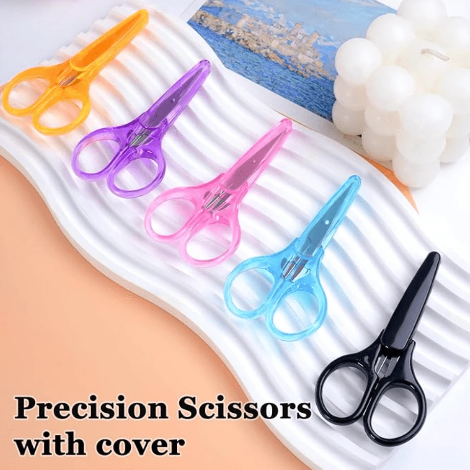 3.5" Coloured Handle Stainless Steel Beading Scissors With Cover, Mini ...