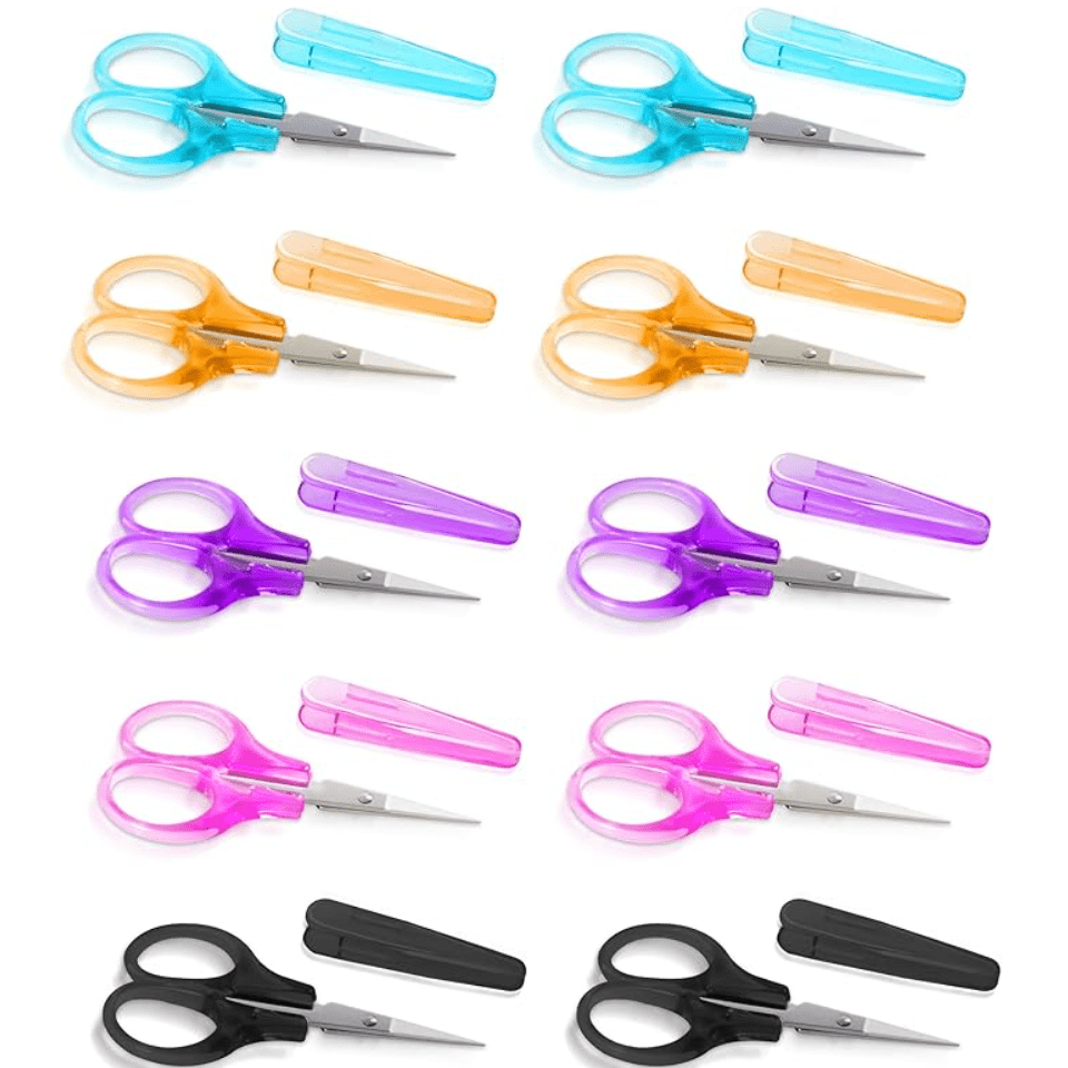 3.5" Coloured Handle Stainless Steel Beading Scissors With Cover, Mini Beading Scissors, Basics Leather & Vinyl