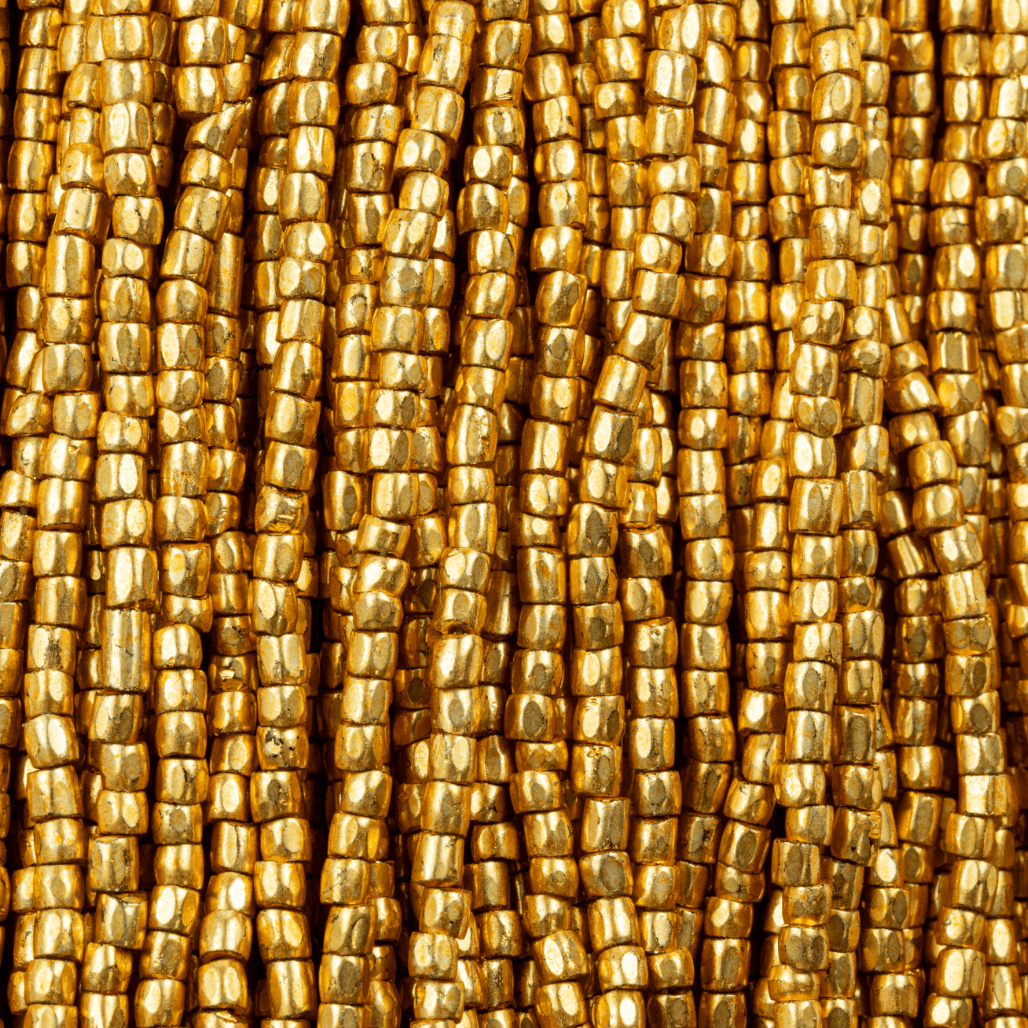 3 Cut 9/0 Beads 9/0 Premium Light Gold Metallic Opaque, Sold in Hank 3-cut Beads