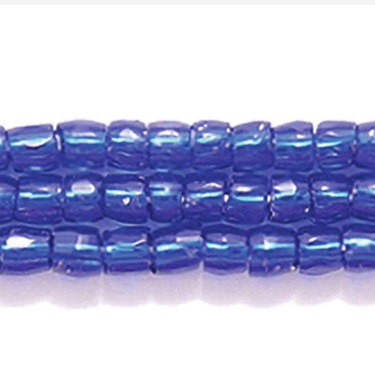 3 Cut 9/0 Beads Cobalt Blue Silver Lined *Hank 3-cut Beads