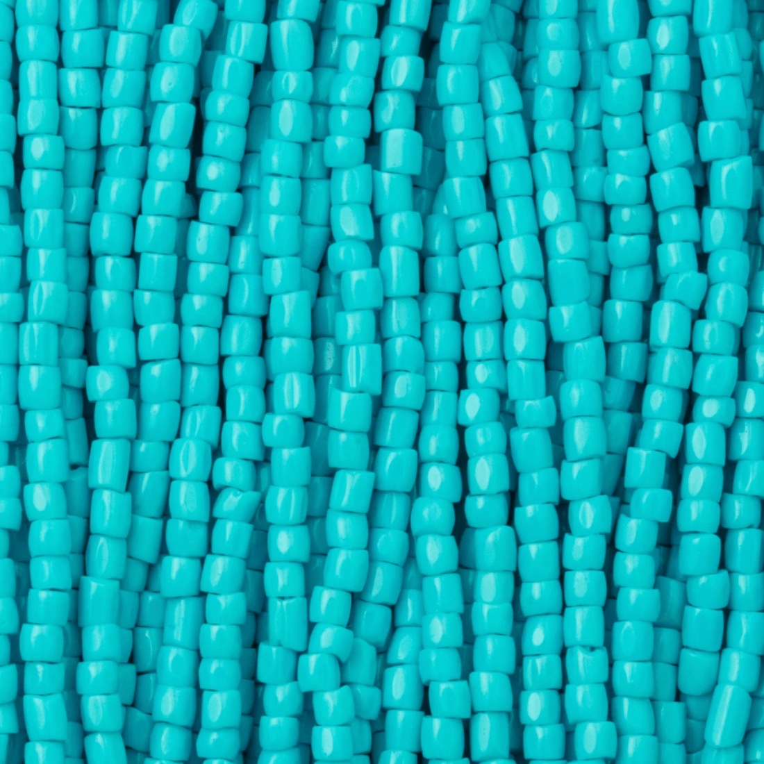 3 Cut 9/0 Beads Medium Turquoise Blue Opaque *Hank 3-cut Beads