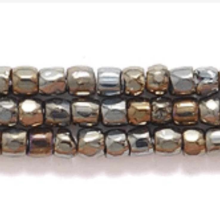 3 Cut 9/0 Beads Opaque Brown AB (Metallic) *HANK 3-cut Beads