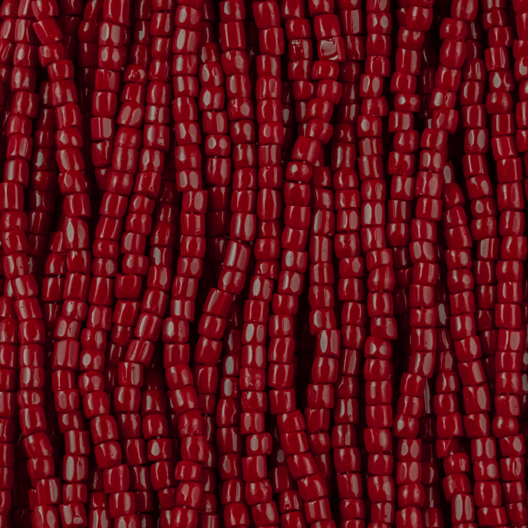 3 Cut 9/0 Beads Opaque Medium Dark Red, *Limited time Hank 3-cut Beads