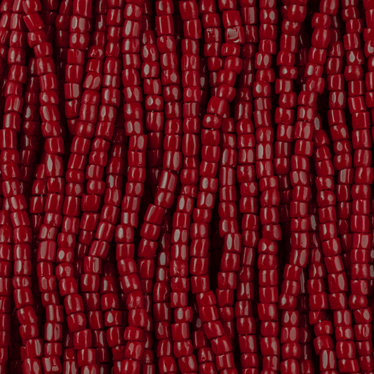 3 Cut 9/0 Beads Opaque Medium Dark Red, *Limited time Hank 3-cut Beads