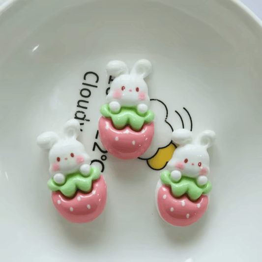 30*16mm Strawberry Rabbit Series Cabochons Charms, Glue on, Resin Gems (Sold in Pair) Earring Findings