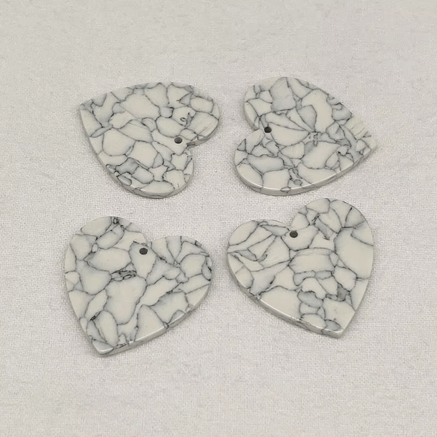 30*30mm White Heart Charms, Sew on, Resin Gems (Sold in Pair) Earring Findings