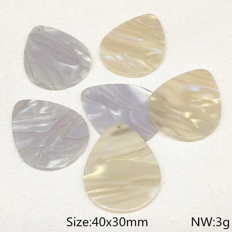 Ivory Marble 30*40mm White/ Ivory Marble Teardrops, one hole sew on, Acrylic Resin Gems (Sold in Pair) Resin Gems