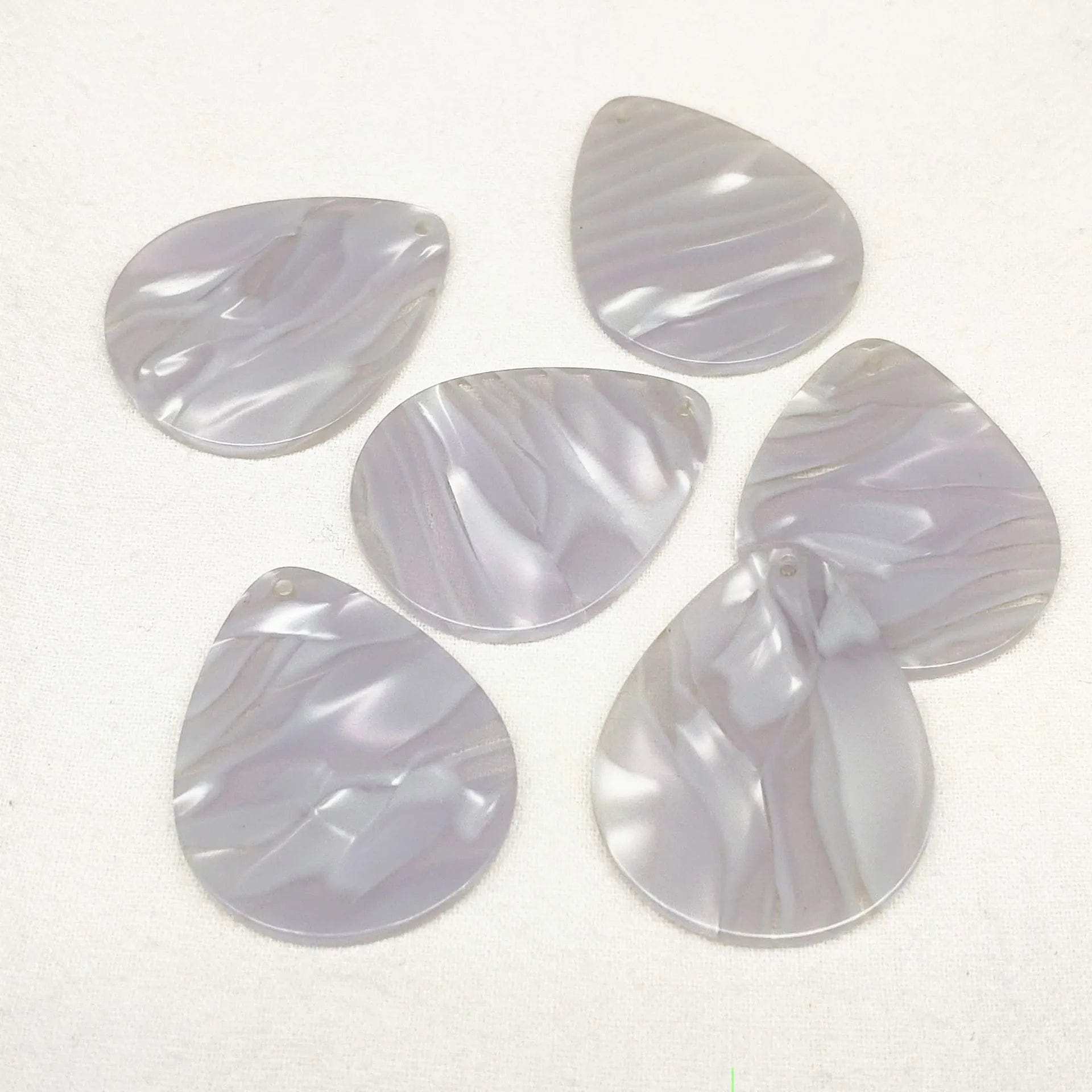 White Grey Marble 30*40mm White/ Ivory Marble Teardrops, one hole sew on, Acrylic Resin Gems (Sold in Pair) Resin Gems