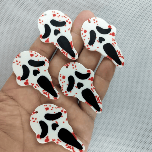 30*49mm  “Scream” Ghost Halloween Head, one hole, Acrylic Resin Gems (Sold in Pair) Basics