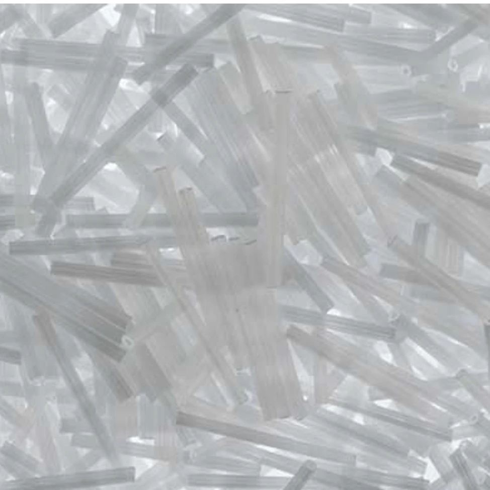 30mm Czech Bugles - Long Satin White, 20g Bugles Beads