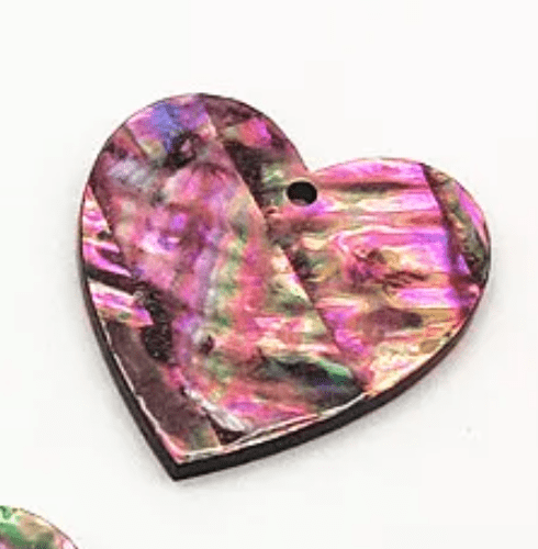 31*31mm Dark Pink Abalone Shell Large Heart shaped, with one hole, Resin Shell Gem (Sold in Pair) Resin Gems