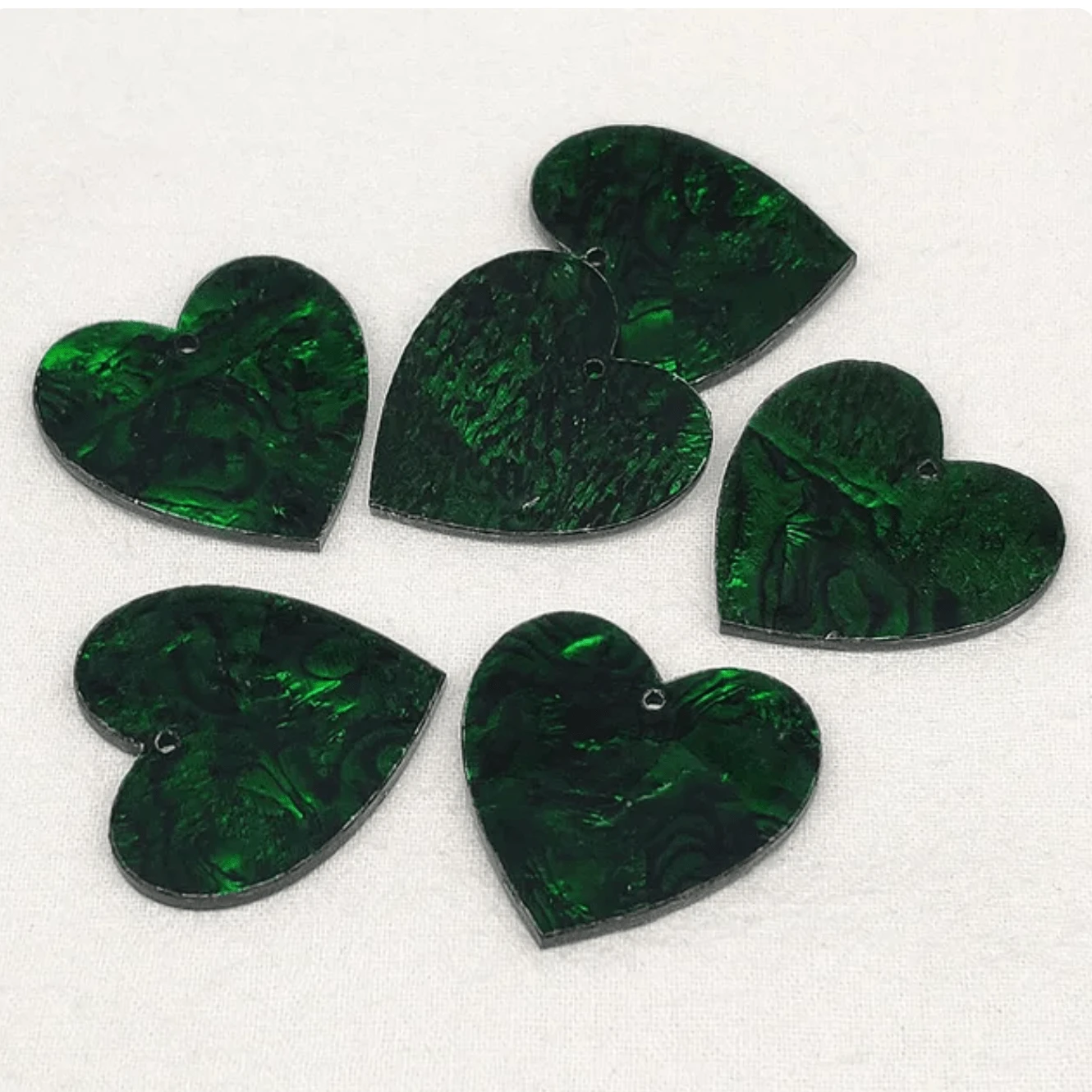 31*31mm Hunter Green Abalone Shell Large Heart shaped, with one hole, Resin Shell Gem (Sold in Pair) Resin Gems