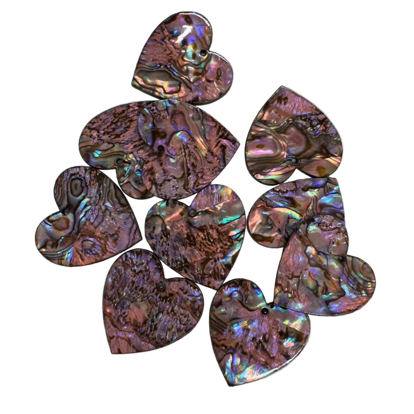 Pink Abalone Heart 31*31mm Pink Abalone Shell Large Heart shaped, with one hole, Resin Shell Gem (Sold in Pair) Resin Gems