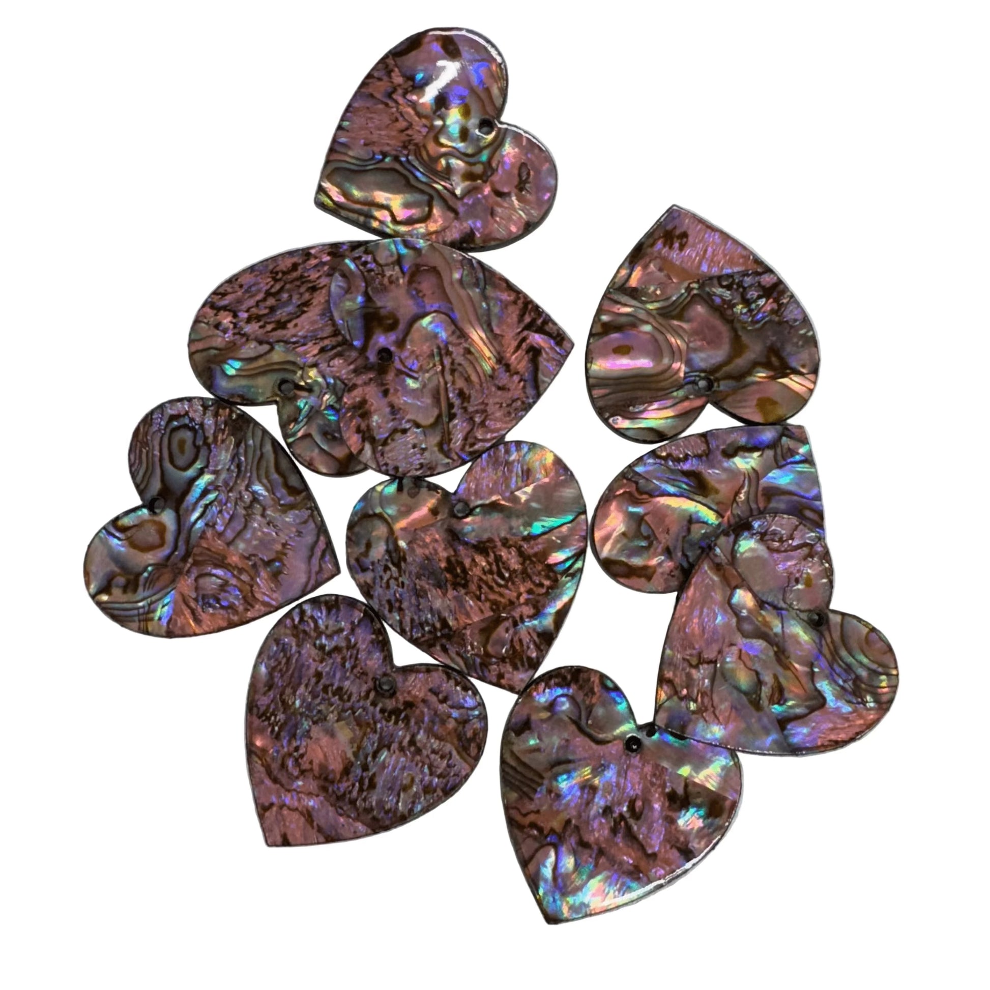 Pink Abalone Heart 31*31mm Pink Abalone Shell Large Heart shaped, with one hole, Resin Shell Gem (Sold in Pair) Resin Gems