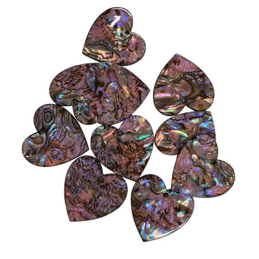 Pink Abalone Heart 31*31mm Pink Abalone Shell Large Heart shaped, with one hole, Resin Shell Gem (Sold in Pair) Resin Gems