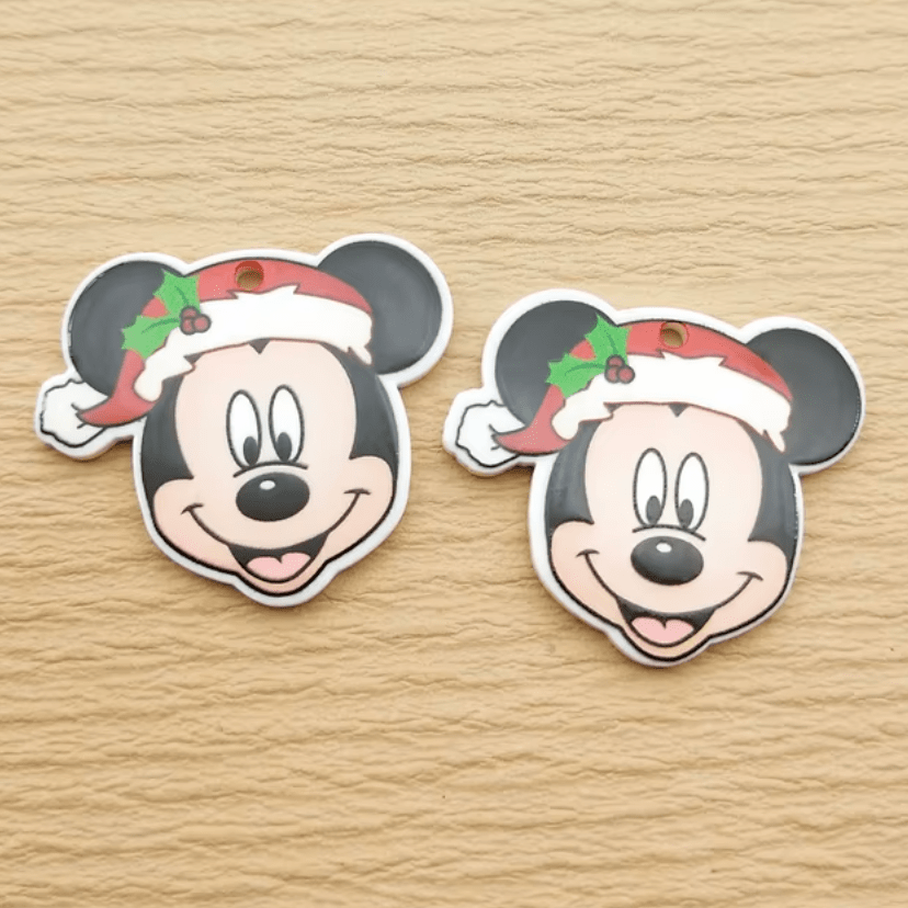 32*35mm Santa Mouse Head Shaped Gem, Glue on, Resin Gems (Sold in Pair) Resin Gems