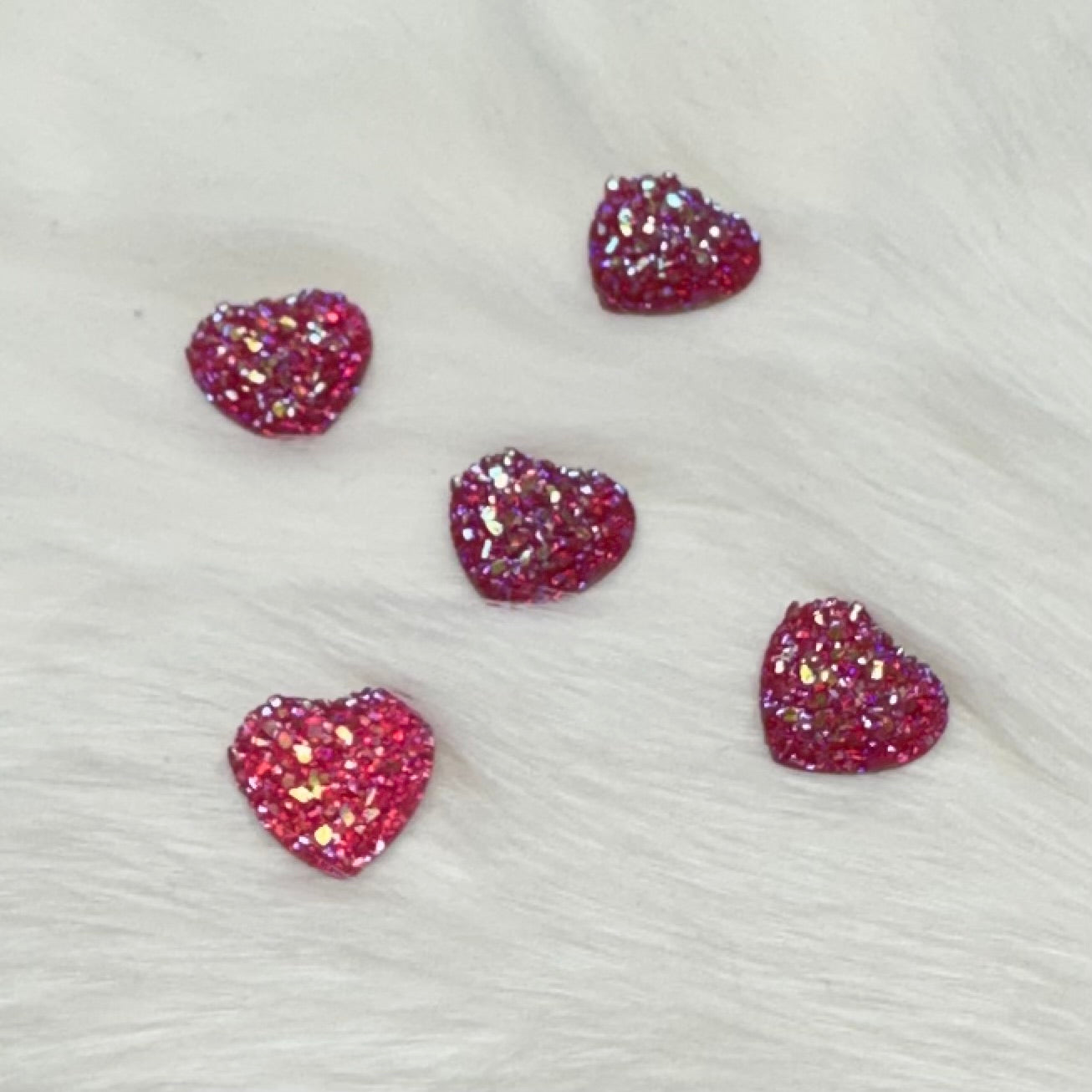 12mm AB Heart Druzy Texture Glue on Resin Gem (Sold in Pair) Resin Gems