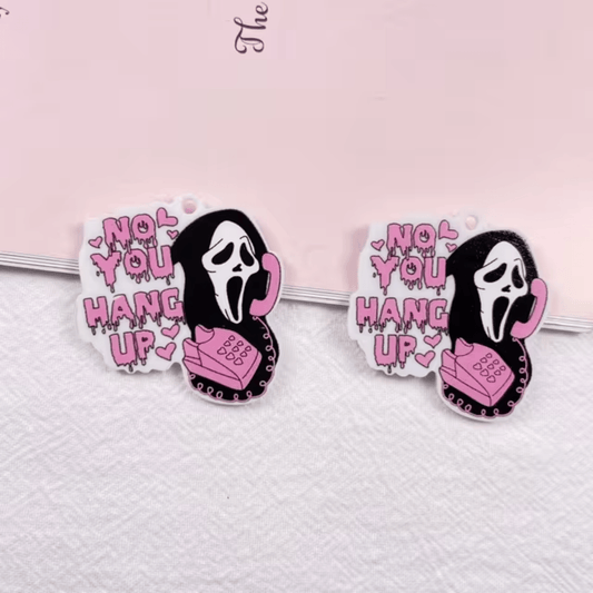 35*38mm “Scream -No you hang up” Acrylic Skull Head Gem, one hole, Resin Gem (Sold in Pair) Basics