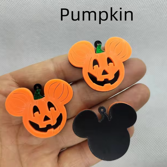 35*40mm Mouse Ear Pumpkin Halloween Gem, one hole, Resin Gems (Sold in Pair) Basics