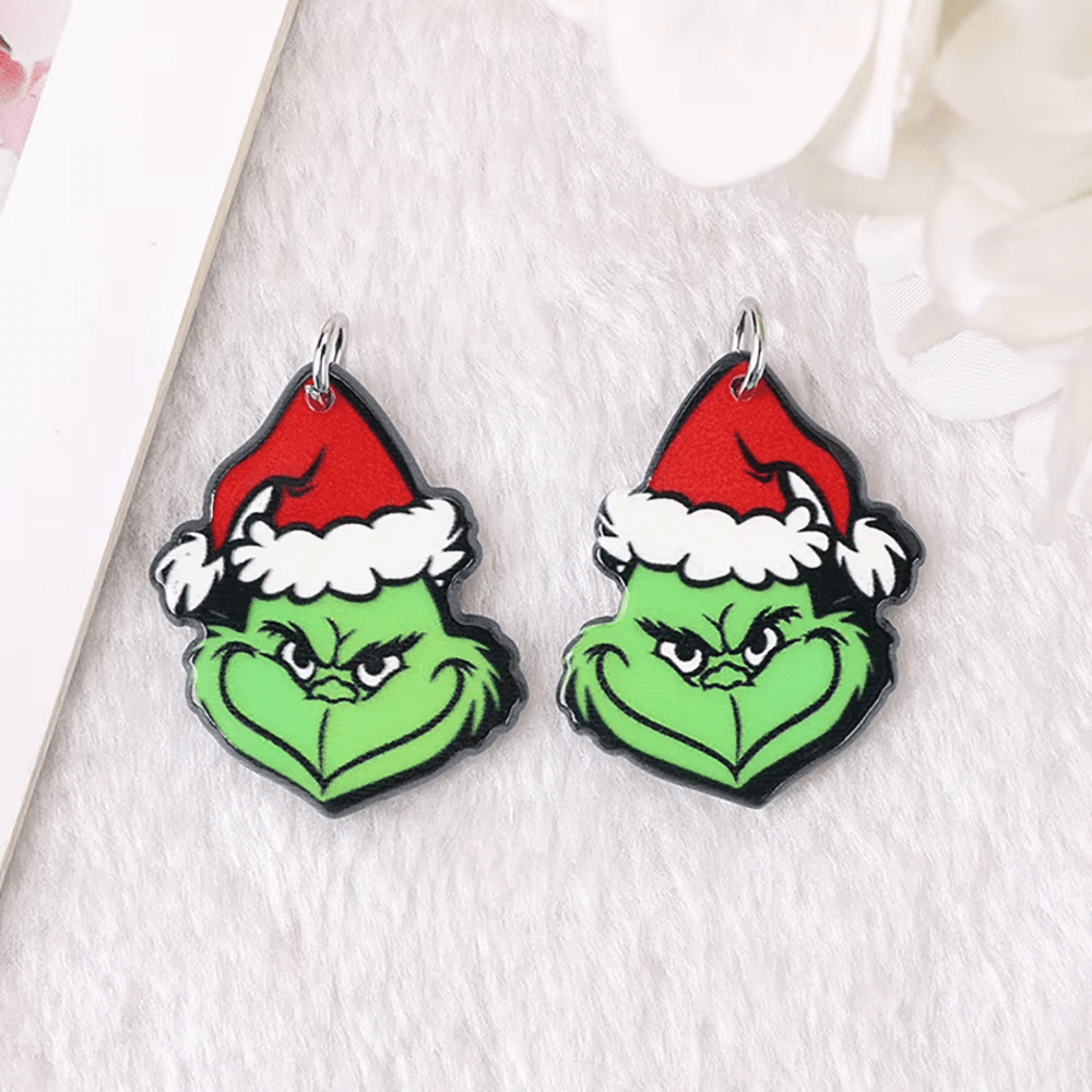 36*28mm Christmas Grinch Head, One hole, Resin Gems (Sold in Pair) Earring Findings