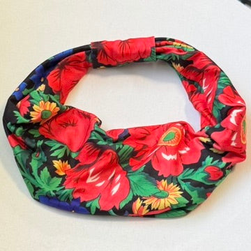 Single Strench Headband "Kokum Scarf" Grandma Cloth in Floral Patterns, Promotional Item Sundaylace Creations & Bling