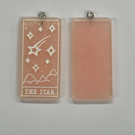 Peach 39*19mm Star Tarot Board Cab, Glue on, Resin Gems (Sold in pair) Resin Gems