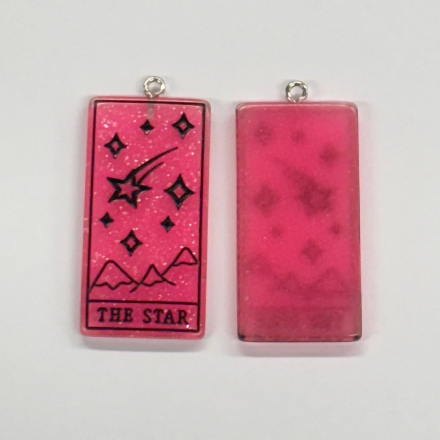 Dark Pink 39*19mm Star Tarot Board Cab, Glue on, Resin Gems (Sold in pair) Resin Gems