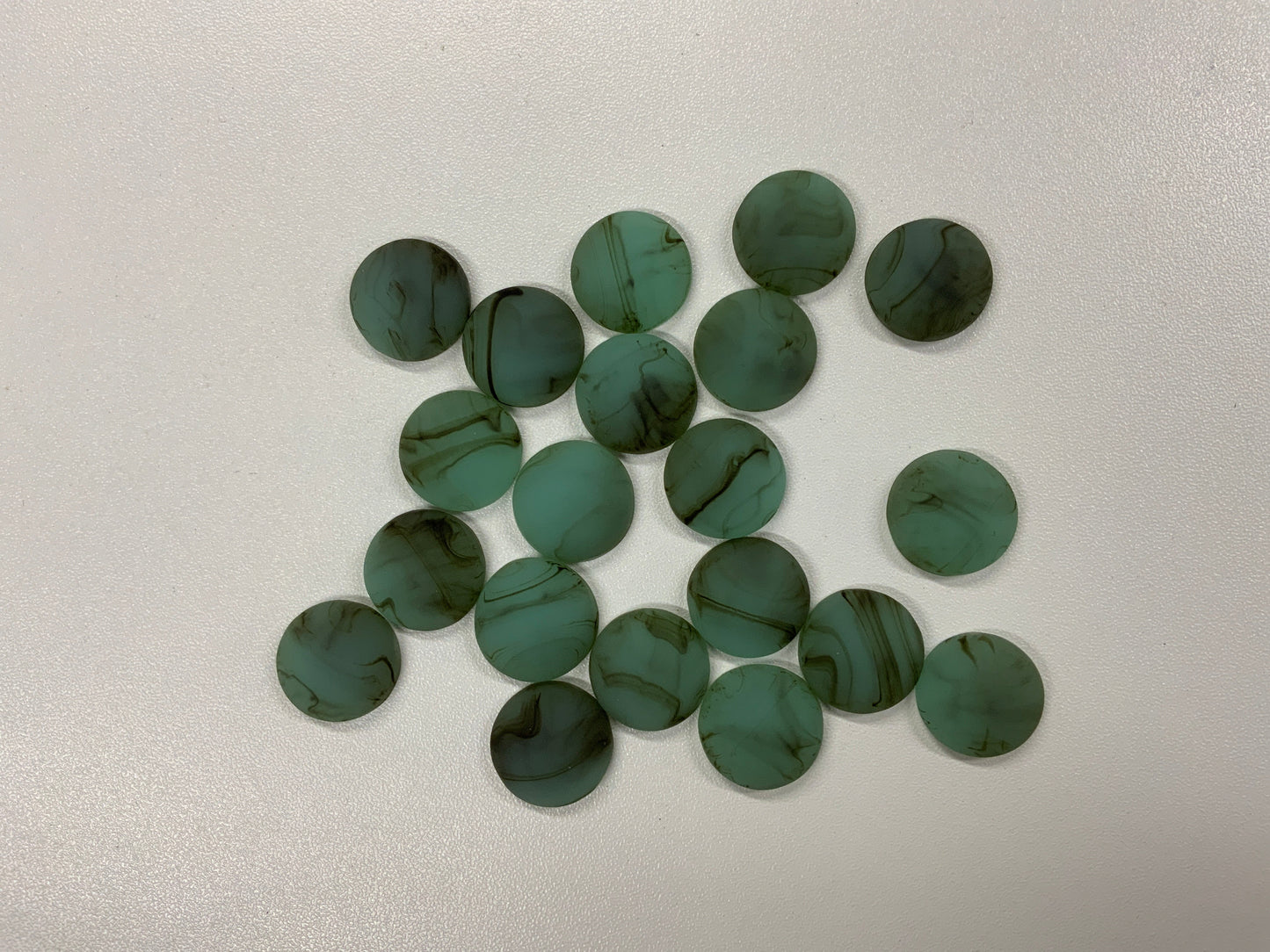 20mm Teal Matte Marbled Round, Glue on, Resin Gems (Sold in Pair) Resin Gems
