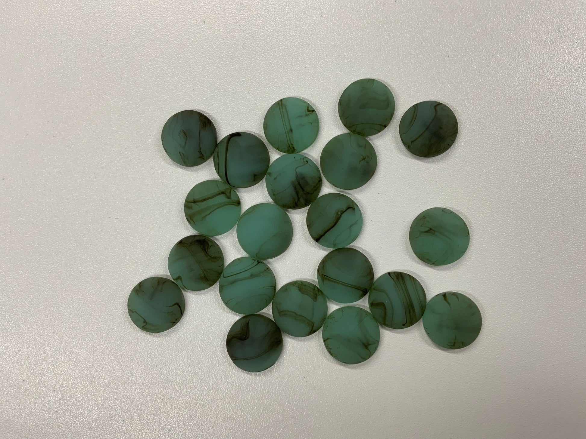 20mm Teal Matte Marbled Round, Glue on, Resin Gems (Sold in Pair) Resin Gems