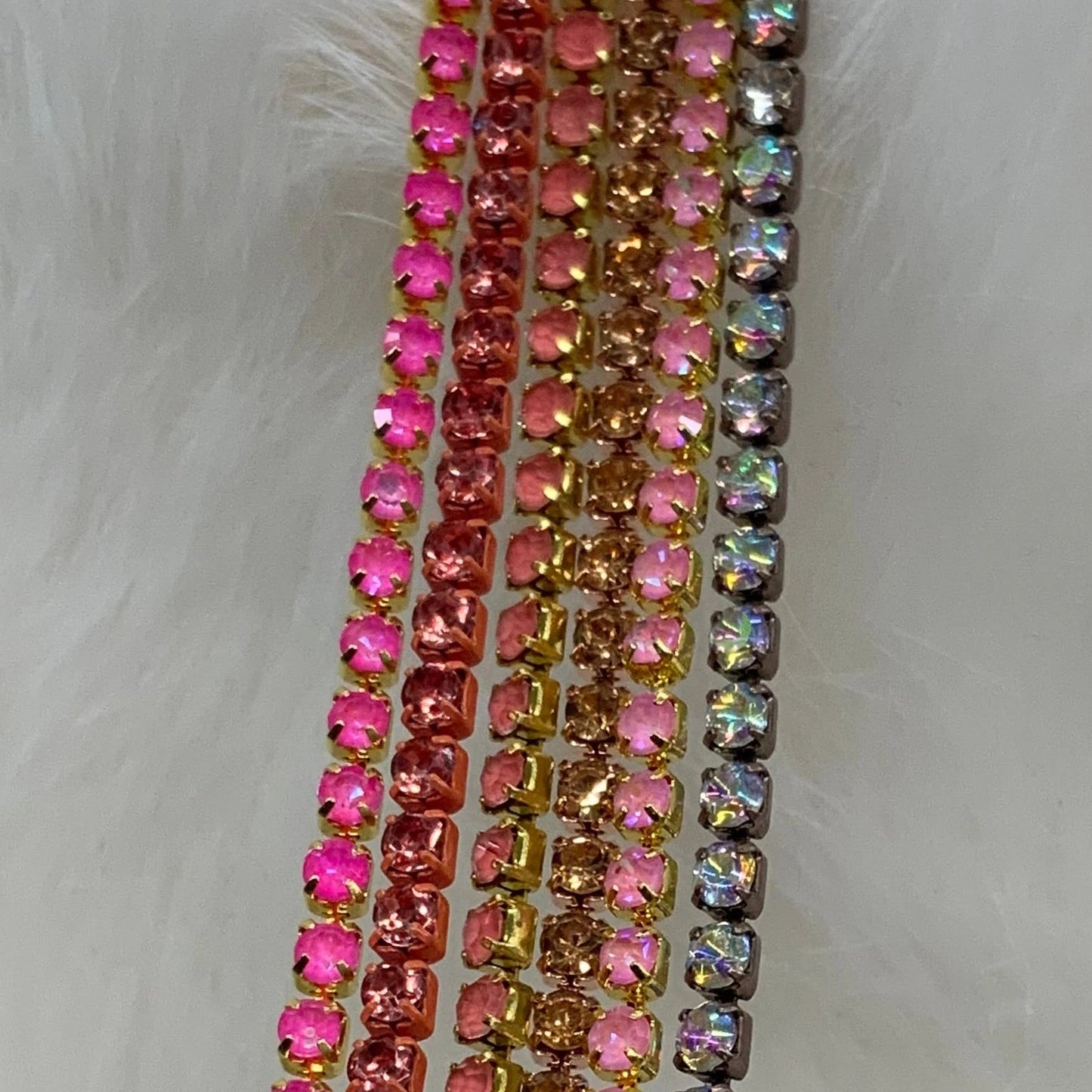 “Princess Peach” Rhinestone Chain Set (6 colours 1 yard each) Metal Rhinestone Chain