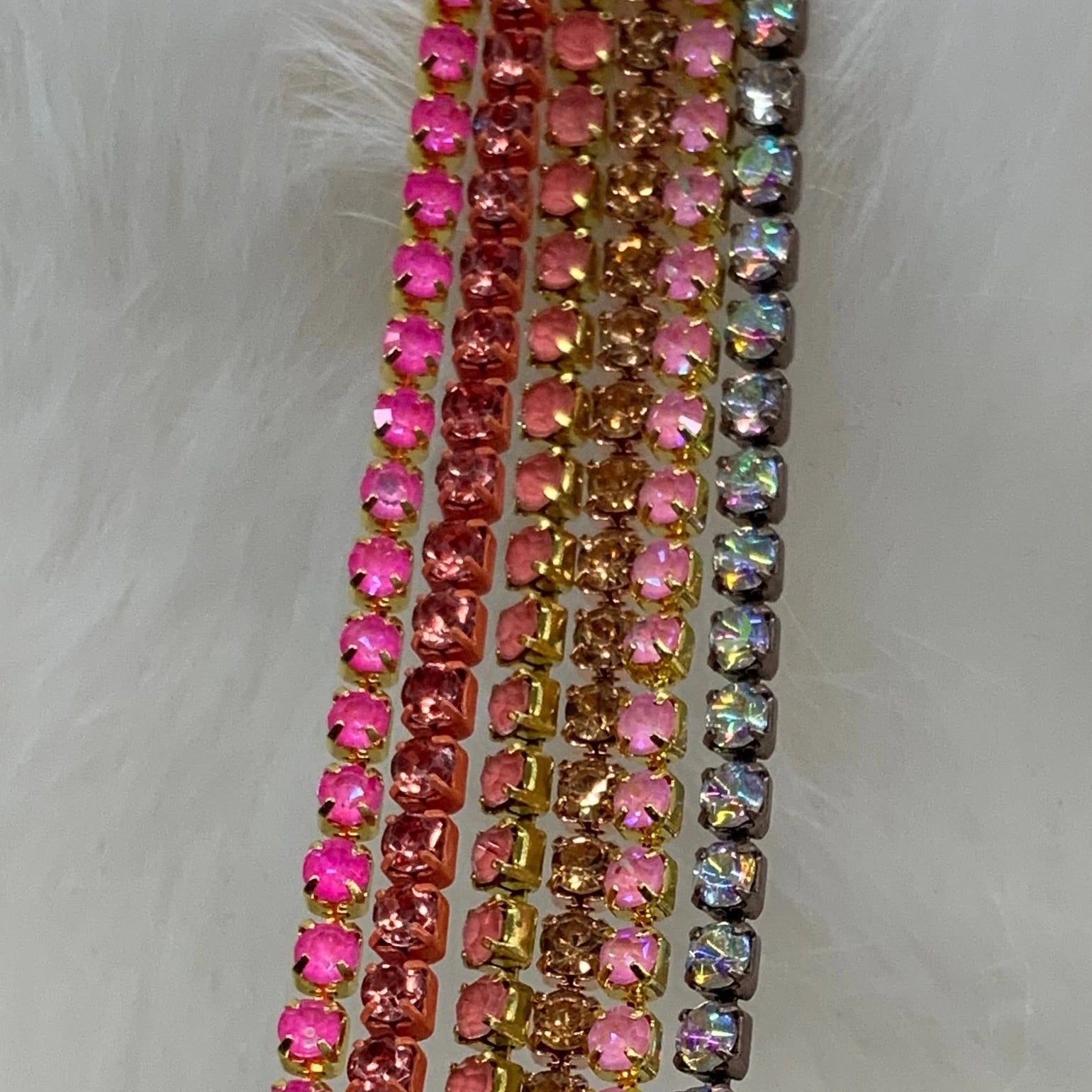 “Princess Peach” Rhinestone Chain Set (6 colours 1 yard each) Metal Rhinestone Chain