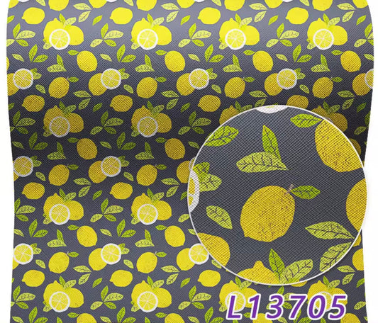 20*33cm "When life gives you lemons" Grey Background, Long Leatherette Sheets Leatherette