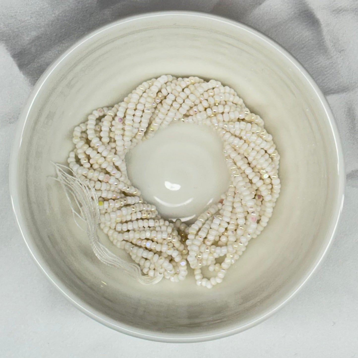 11/0 Charlotte Cut *Premium Seed Bead- Patina Opaque Chalk White Aurore Boreale (AB) *10g Hank* India Sheen Charlotte Cut Seedbeads
