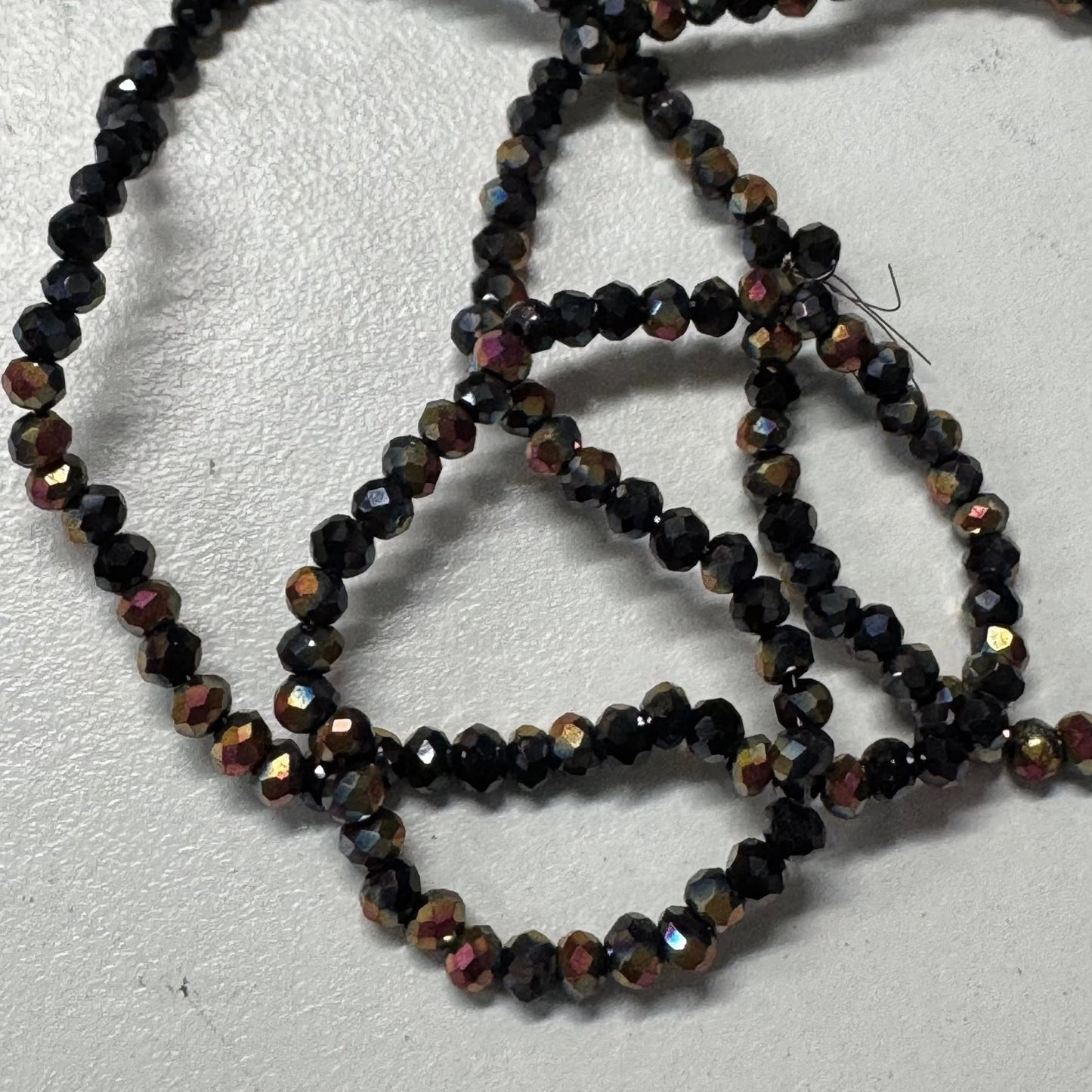 3mm Black with Rose Gold AB Plating Faceted Rondelle Beads 135 pcs Rondelle Beads