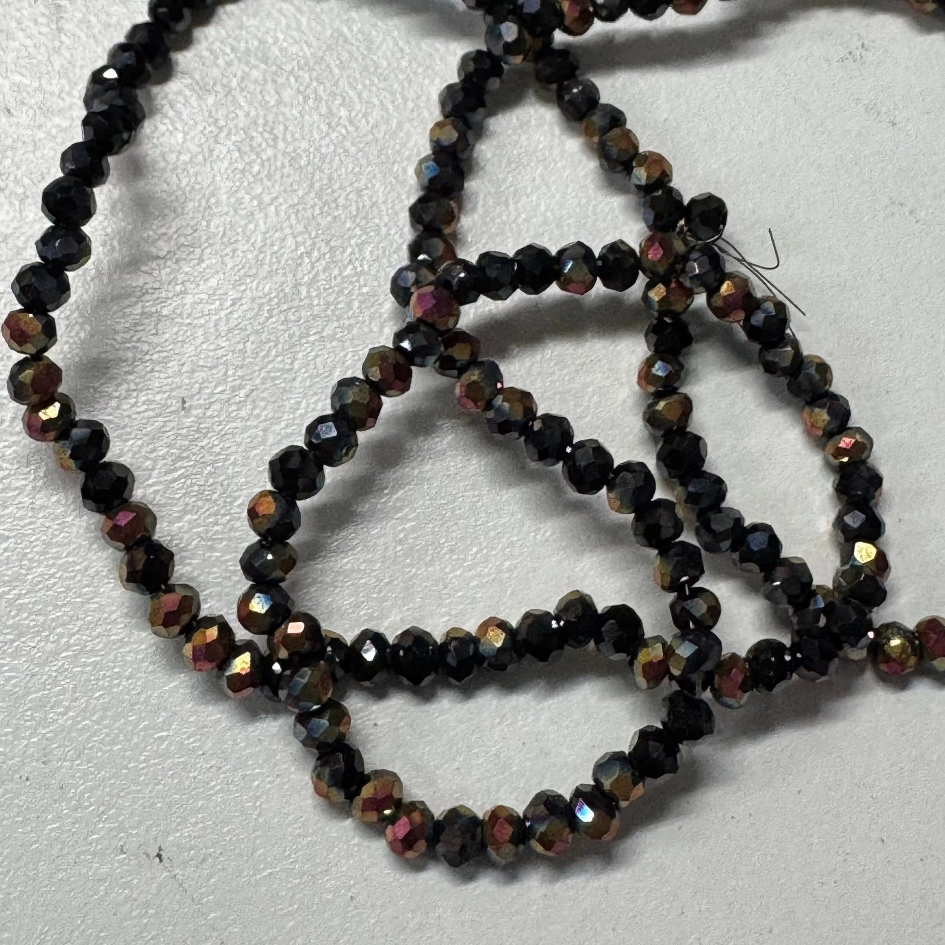 3mm Black with Rose Gold AB Plating Faceted Rondelle Beads 135 pcs Rondelle Beads