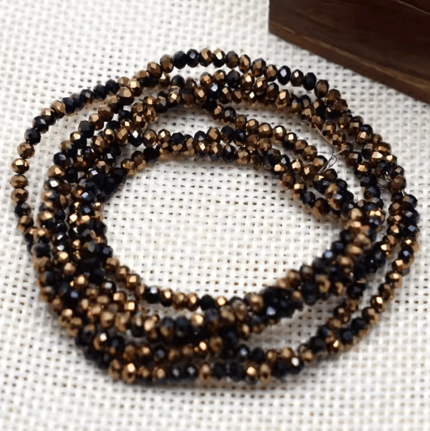 3mm Black with Rose Gold AB Plating Faceted Rondelle Beads 135 pcs Rondelle Beads