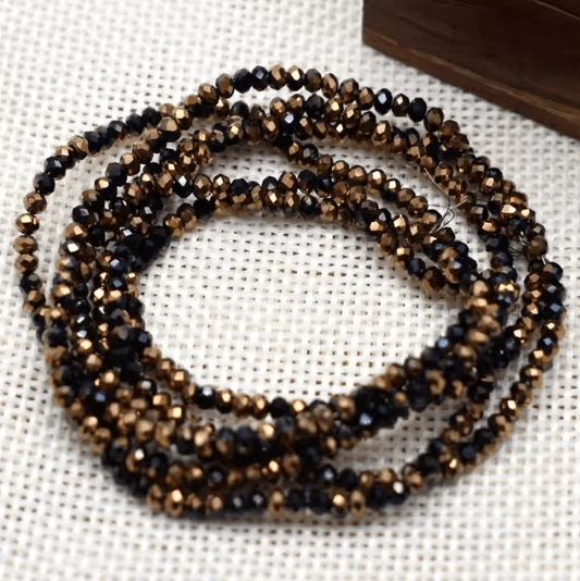 3mm Black with Rose Gold AB Plating Faceted Rondelle Beads 135 pcs Rondelle Beads