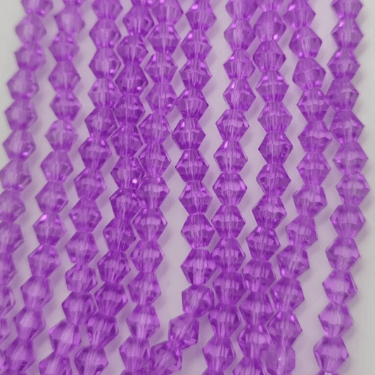 3mm Lavender Purple Transparent colour, Bicone Beads (4g) Bicone Beads