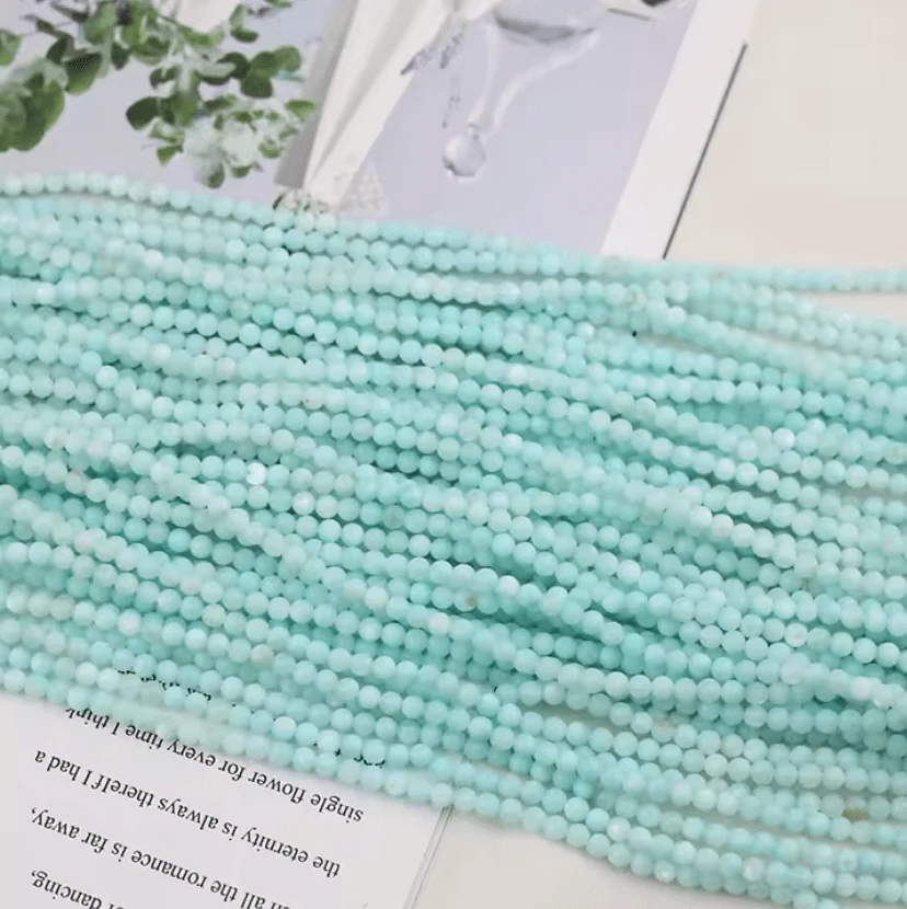 3mm Light Teal Blue Dyed Natural Freshwater Shell Round Beads, (125 pcs) Pearl Beads