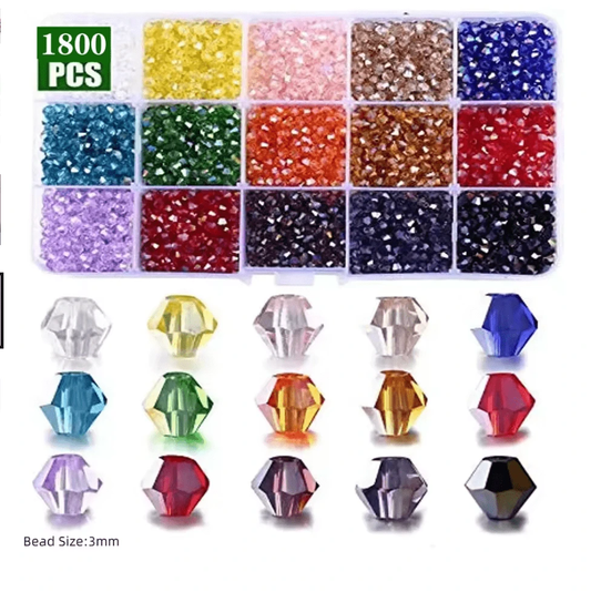 3mm Multicolour AB BICONE Kit - 15 Colours of 3mm Transparent Acrylic Bicone  AB Beads Kit Bicone Beads