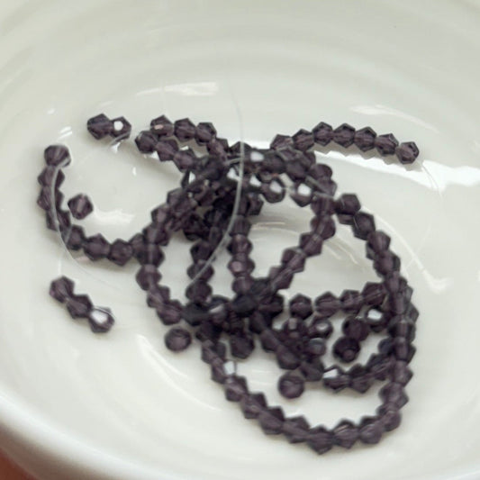 3mm Transparent Dark Amethyst Colour, Bicone 