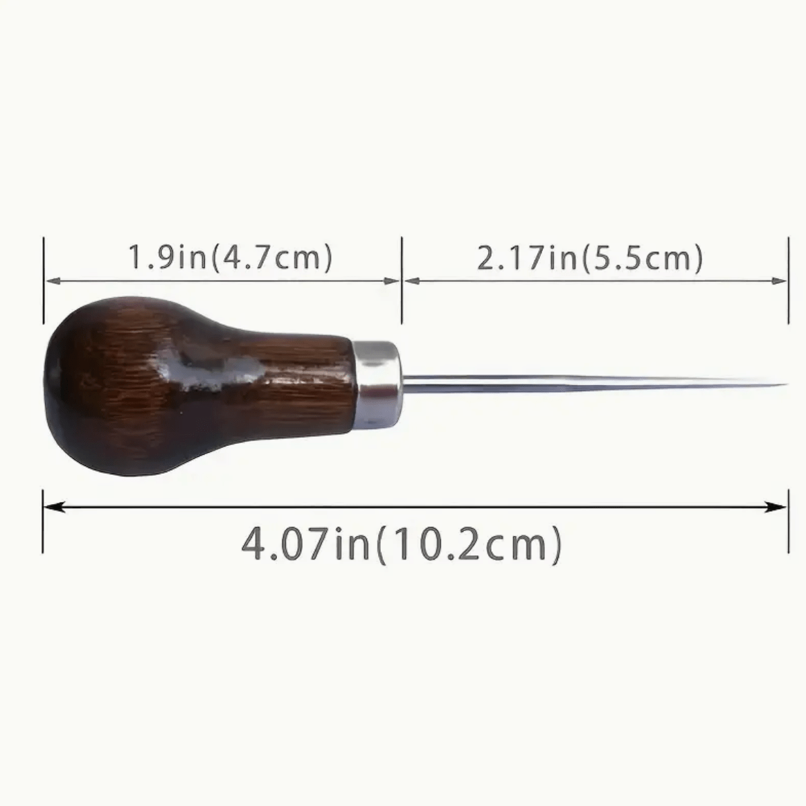 4.1" Dark Wooden Handle Gourd  Shaped Awl Needle for Leather, Basics (Sold Individually) Needles