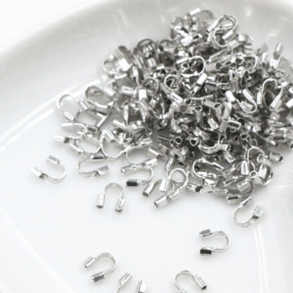 Rhodium 100pcs 4*4.5mm Wire Guardians for beadwork Earrings, Metal Findings *100pcs Earring Findings